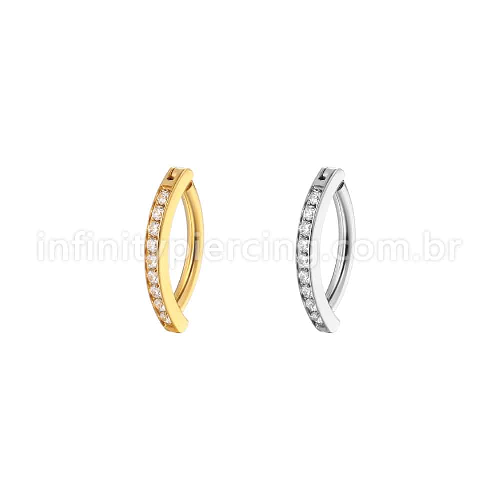 Piercing Argola Para Umbigo Aço Cirúgico 1 Fileira Zircônia
